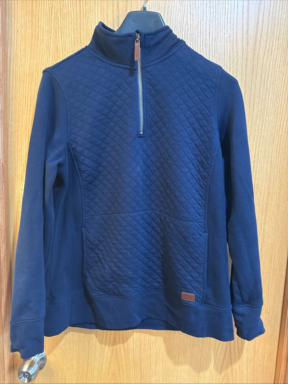 L.L. Bean Navy Quilted Half-Zip Pullover